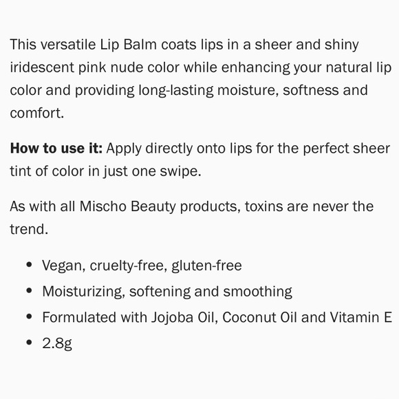 🆕MISCHO BEAUTY: Lip Shine/Sheer Lip Balm- XO - Picture 2 of 5